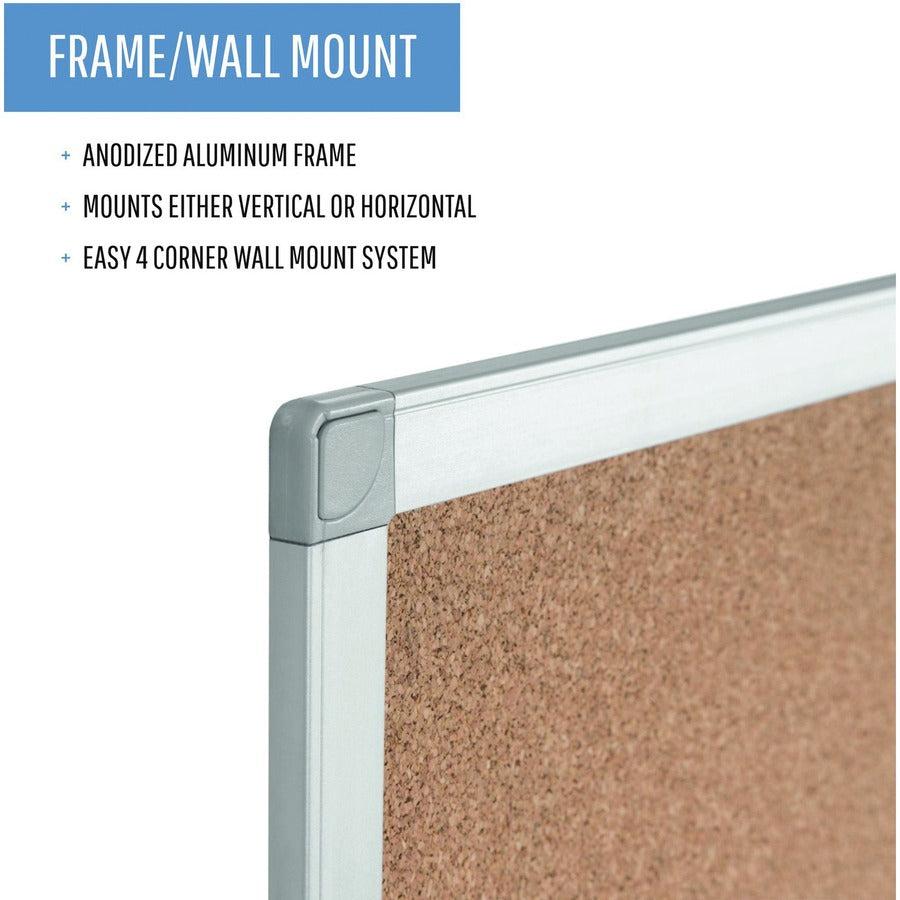 Image of Bi-silque Bulletin Board, Cork, 24"Wx36"Lx1/2"H, Multi