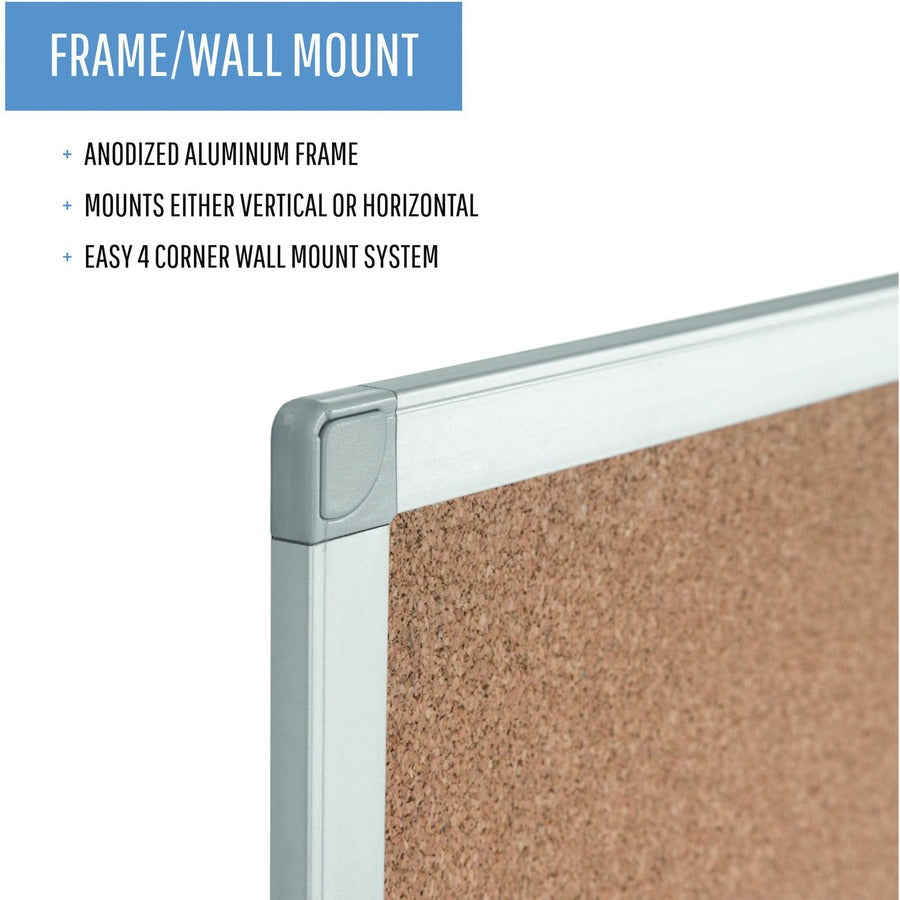 Image of Bi-silque Bulletin Board, Cork, 36"Wx48"Lx1/2"H, Multi