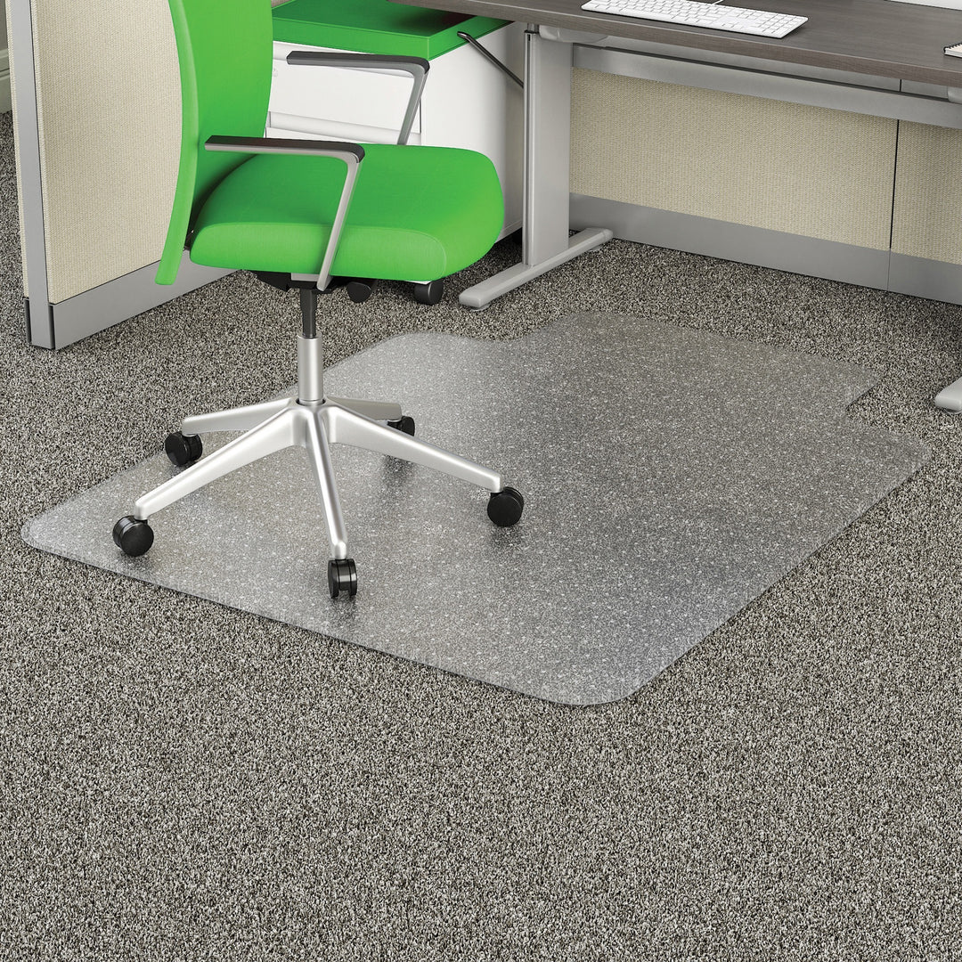 Image of deflecto® Chairmat, Low Pile, Studded, Lip 10"x19", 36"Wx48"L, Clear