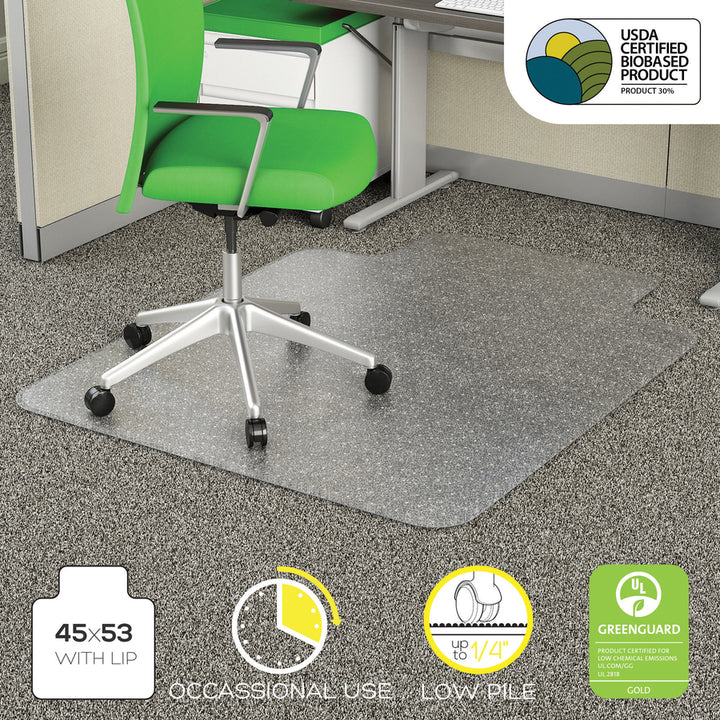 Image of Deflecto CM1123PB EconoMat Chair Mat, Commercial, Carpet, Office, 53" L x 45" W x 0.100" Thickness, Clear, 1 Each