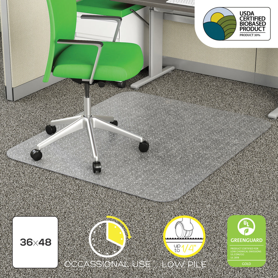 Image of Deflecto CM11142PB EconoMat Chair Mat, Commercial, Carpet, 48" L x 36" W x 0.100" Thickness, Rectangular, Clear, 1 Each