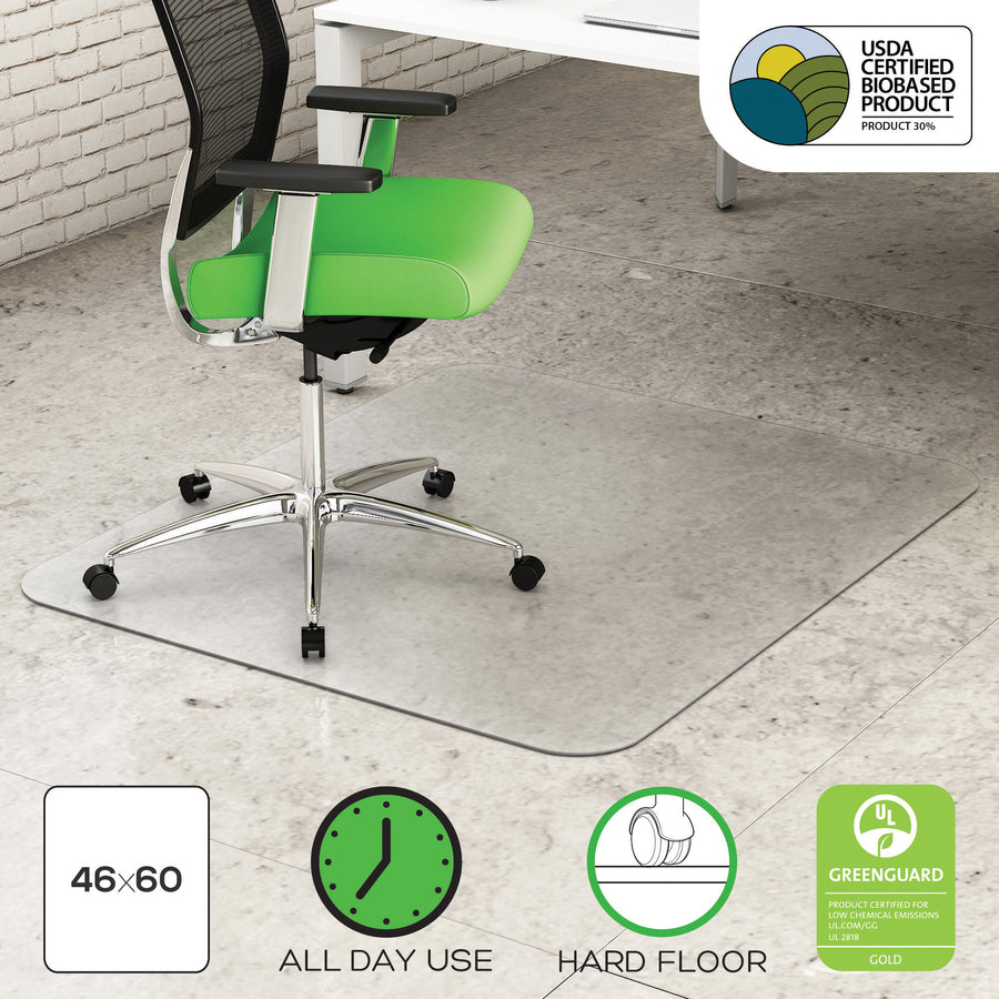 Image of deflecto® Chairmat, No Lip, Hard Floor, 46"Wx60"Lx1/10"H, Clear
