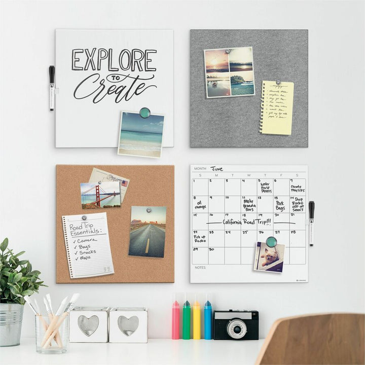 Image of U Brands Dry-Erase Board, Tile, Magnetic, 14"Wx7/10"Lx14"H, White