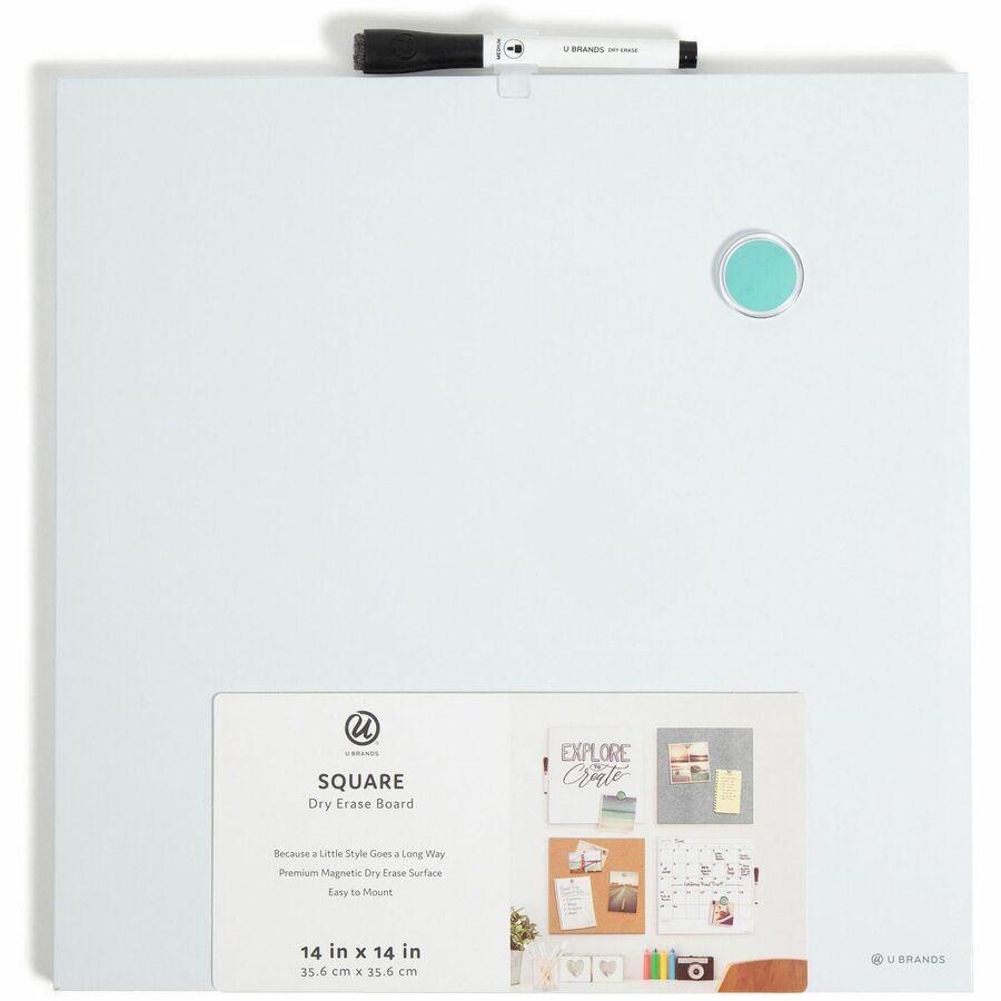 Image of U Brands Dry-Erase Board, Tile, Magnetic, 14"Wx7/10"Lx14"H, White