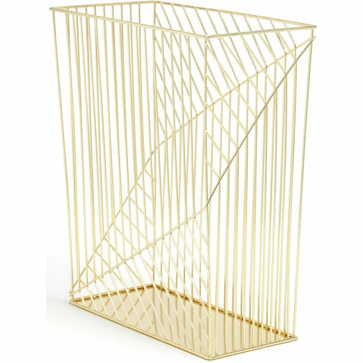 Image of U Brands Trash Can, Bent Wire, 12-1/5"Wx14-1/5"Lx6-1/10"H, Gold
