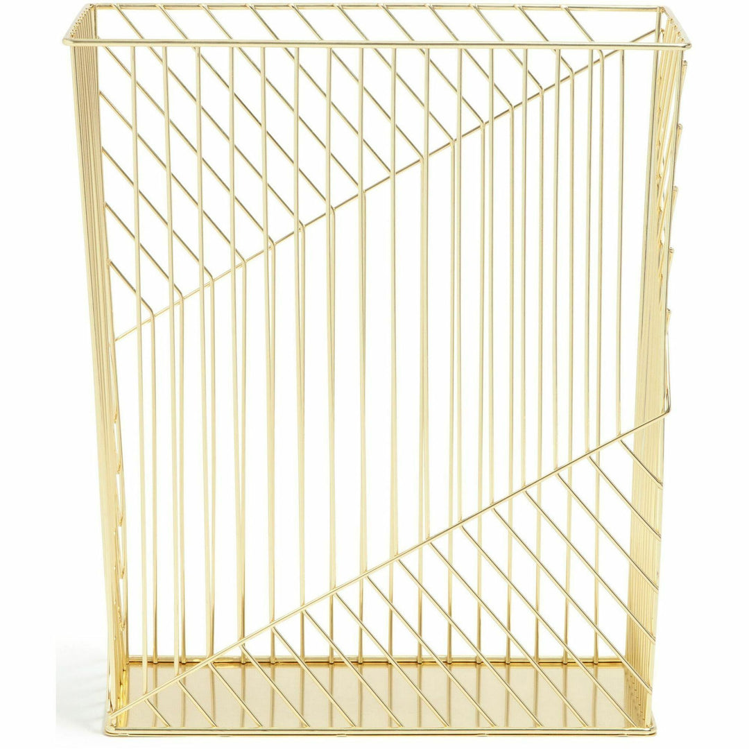 Image of U Brands Trash Can, Bent Wire, 12-1/5"Wx14-1/5"Lx6-1/10"H, Gold
