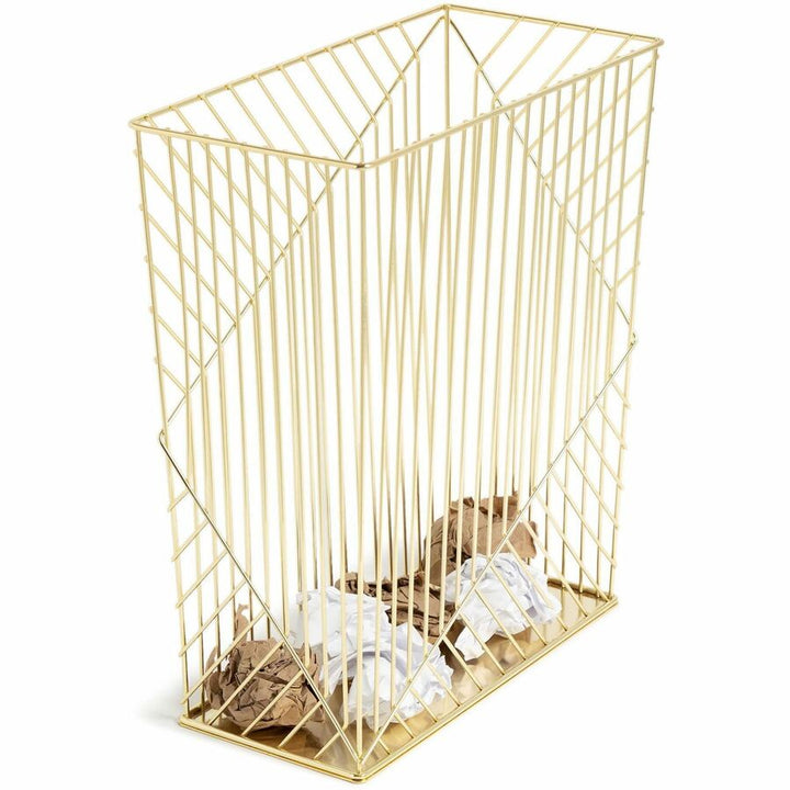 Image of U Brands Trash Can, Bent Wire, 12-1/5"Wx14-1/5"Lx6-1/10"H, Gold