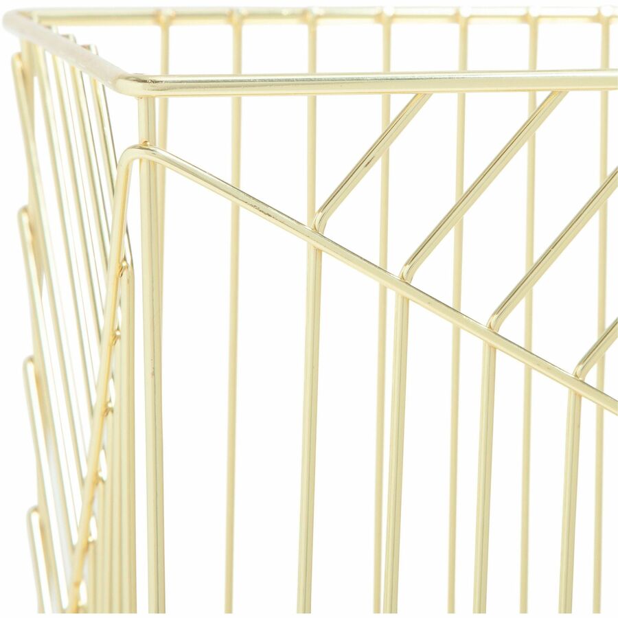 Image of U Brands Trash Can, Bent Wire, 12-1/5"Wx14-1/5"Lx6-1/10"H, Gold