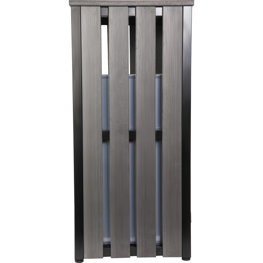 Image of Lorell 42693 Faux Wood Outdoor Waste Bin, Rectangular, Weather Resistant, 33.6" Height, Polystyrene, Weathered Charcoal, 1 Each