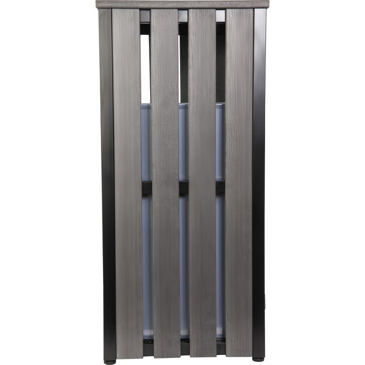 Image of Lorell 42693 Faux Wood Outdoor Waste Bin, Rectangular, Weather Resistant, 33.6" Height, Polystyrene, Weathered Charcoal, 1 Each