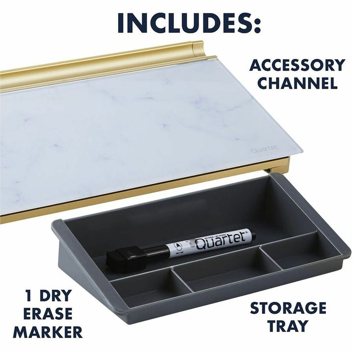 Image of Quartet® Glass Dry Erase Desktop Computer Pad, 18" x 6", Marble Surface