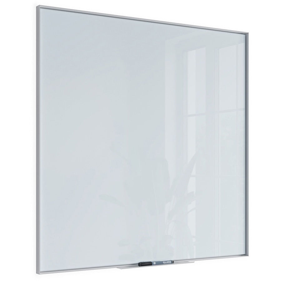 Image of U Brands Dry-Erase Board,Glass,Aluminum Frame,336"x36",White