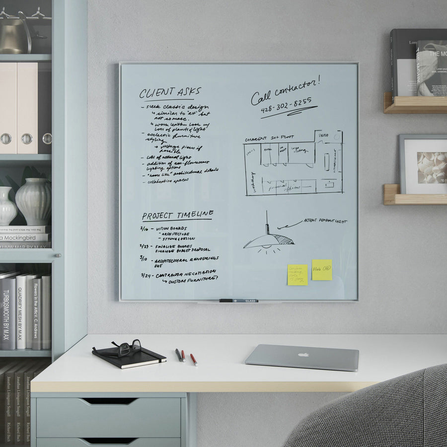 Image of U Brands Dry-Erase Board,Glass,Aluminum Frame,336"x36",White