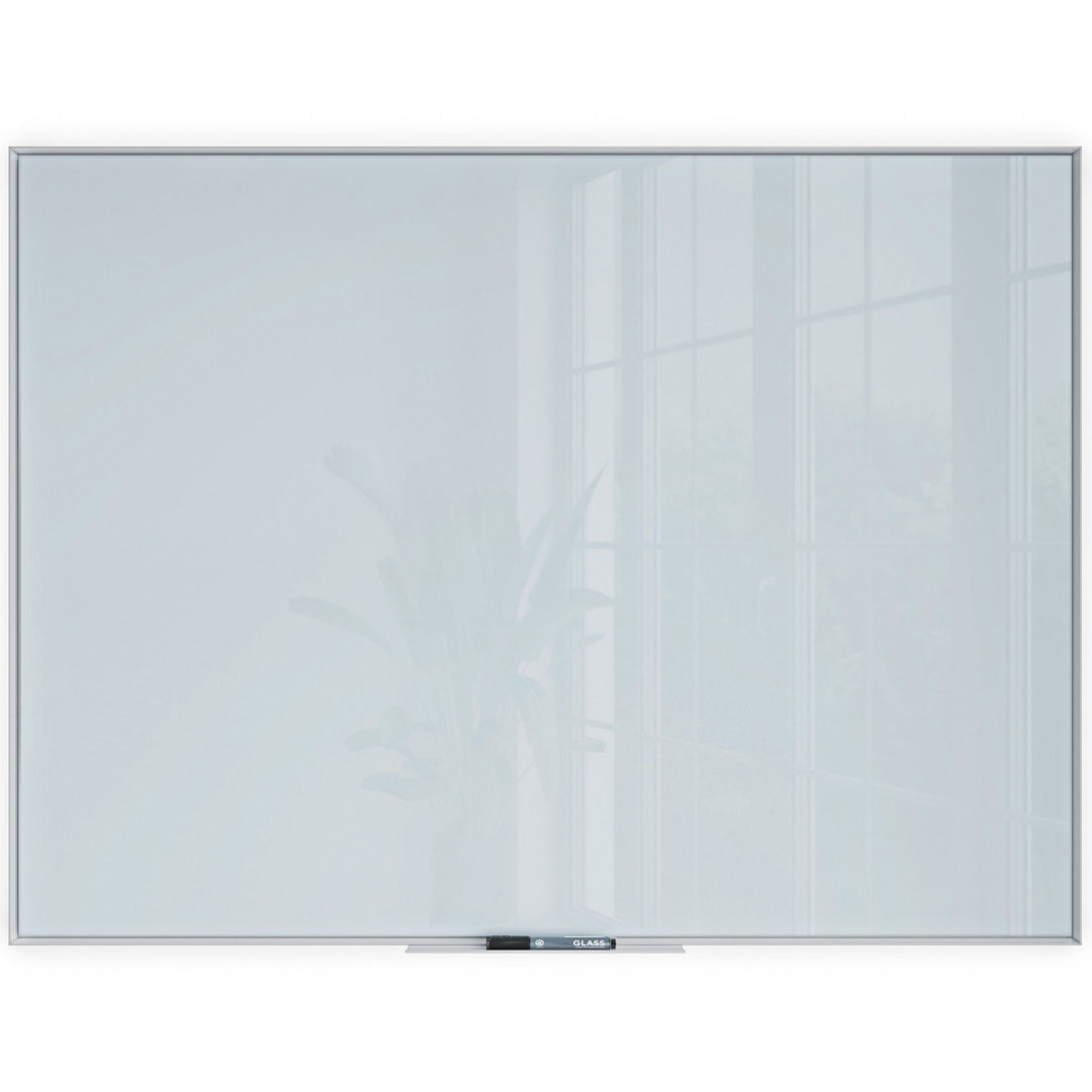 Image of U Brands Dry-Erase Board,Glass,Aluminum Frame,47"x36",White