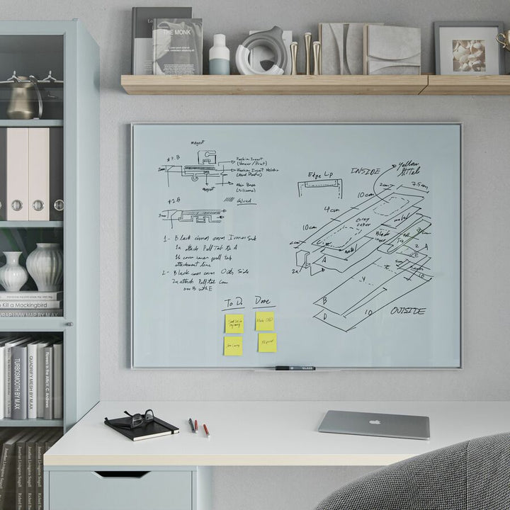 Image of U Brands Dry-Erase Board,Glass,Aluminum Frame,47"x36",White