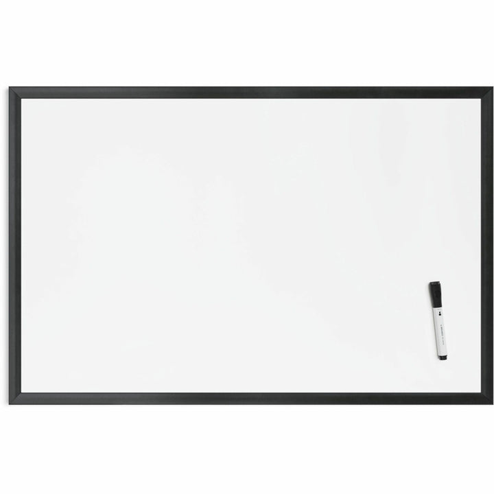 Image of U Brands Magnetic Dry Erase Board with Wood Frame, 36" x 24" (Actual Size: 35" x 23"), White Surface, Black Wood Frame