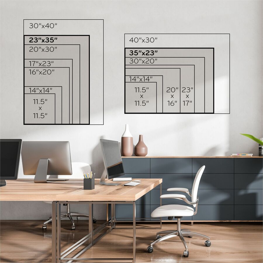 Image of U Brands Magnetic Dry Erase Board with Wood Frame, 36" x 24" (Actual Size: 35" x 23"), White Surface, Black Wood Frame