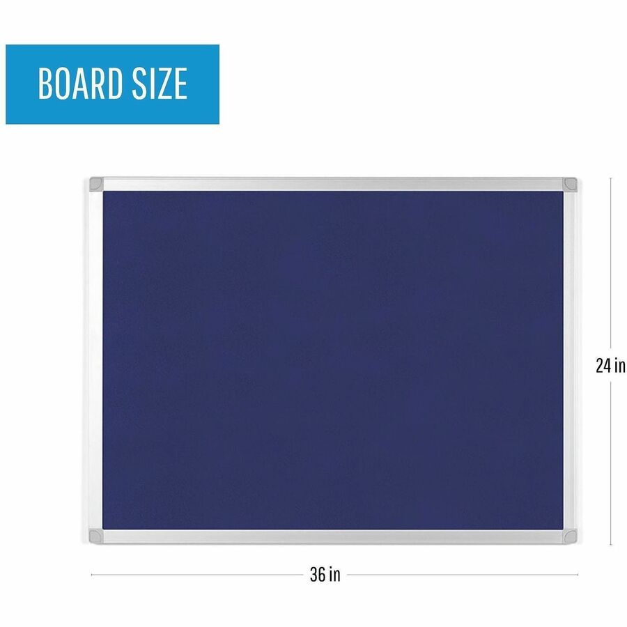Image of Bi-silque Bulletin Board, Blue Fabric, 24"Wx36"Lx1/2"H, Blue