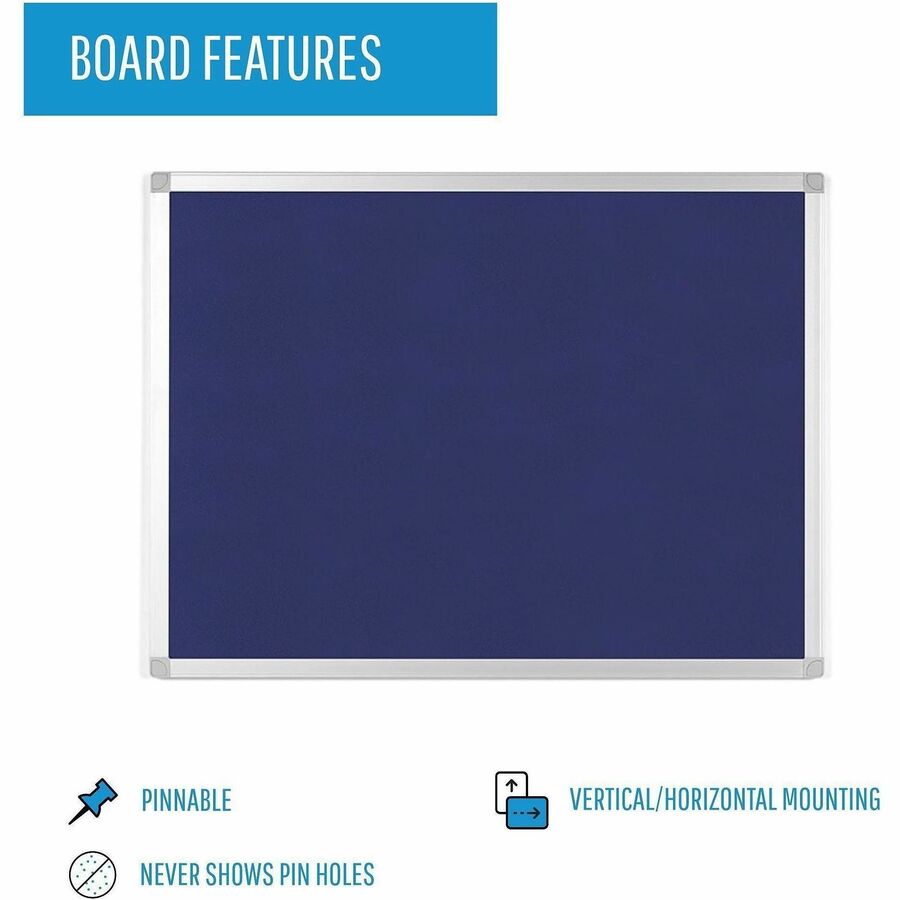 Image of Bi-silque Bulletin Board, Blue Fabric, 36"Wx48"Lx1/2"H, Blue