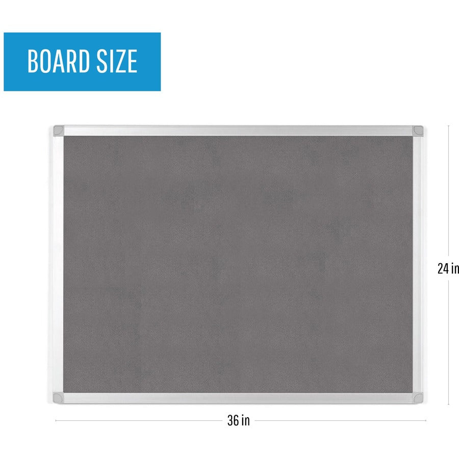Image of Bi-silque Bulletin Board, Gray Fabric, 24"Wx36"Lx1/2"H, Gray