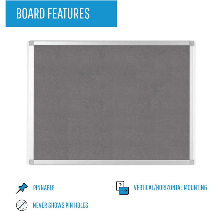 Image of Bi-silque Bulletin Board, Gray Fabric, 36"Wx48"Lx1/2"H, Gray