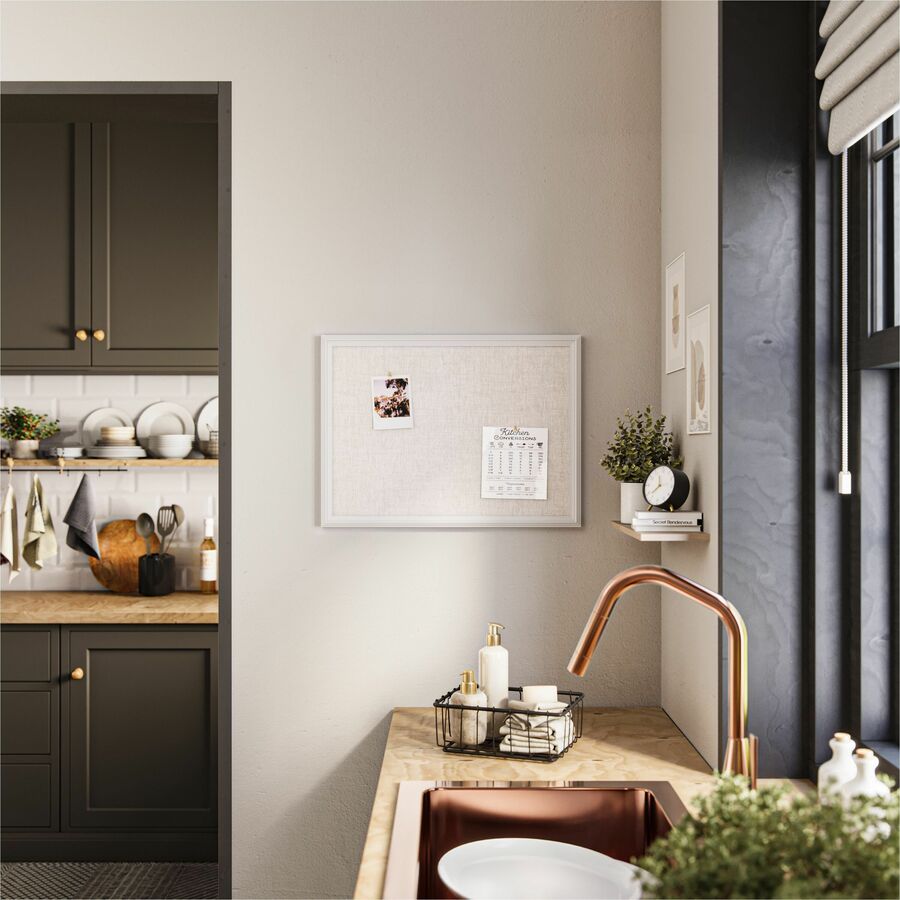 Image of U Brands Bulletin Board, Linen, 18"x3/4"x24", Natural