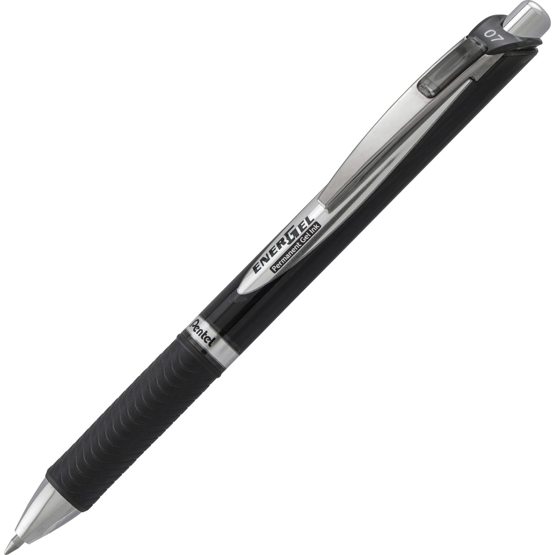 Image of Pentel® EnerGel PRO Permanent Ink Hybrid Gel Pen, Retractable, Medium 0.7 mm, Black Ink, Black Barrel