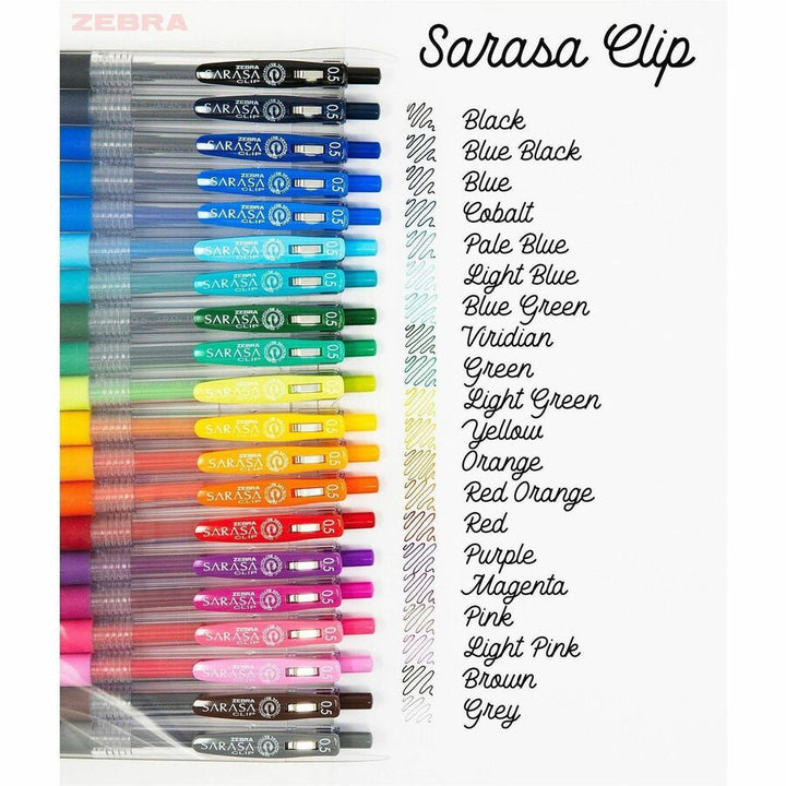 Image of Zebra Pen 47220 SARASA Clip Retractable Gel Pen, 0.5 mm Medium Pen Point, Retractable, Water Based, 20 / Pack