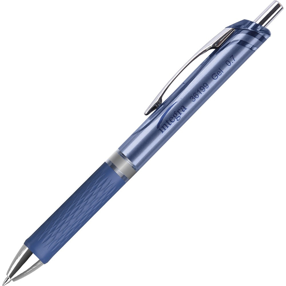 Image of Integra Pen, Gel, Retractable, 0.7mm, 1 DZ, Blue Ink/Grip/Accents