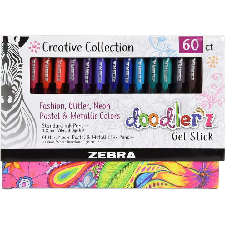 Image of Zebra® Doodler'z Gel Pen, Stick, Bold 1 Mm, Assorted Ink And Barrel Colors, 60/pack