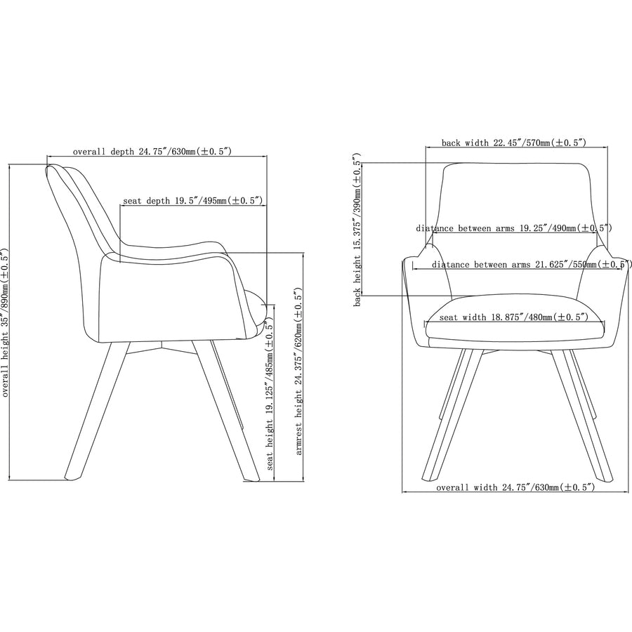Image of Lorell Guest Chair, Fabric, 25-1/8"x24-3/4"x35", Gray Flannel