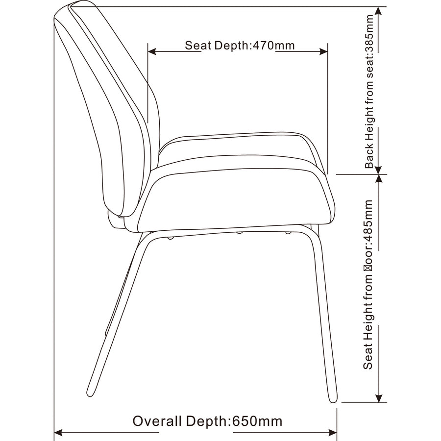 Image of Lorell Guest Chair, U-shaped Seat, Leather, 22"x20-3/4"x31-1/2",BK