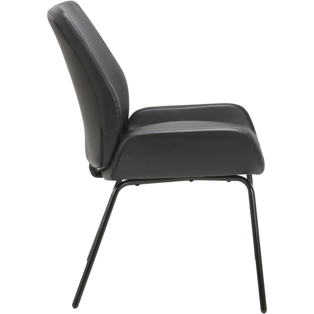 Image of Lorell Guest Chair, U-shaped Seat, Leather, 22"x20-3/4"x31-1/2",BK