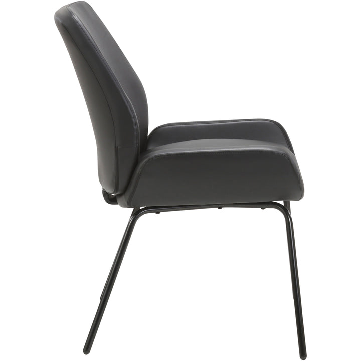 Image of Lorell Guest Chair, U-shaped Seat, Leather, 22"x20-3/4"x31-1/2",BK