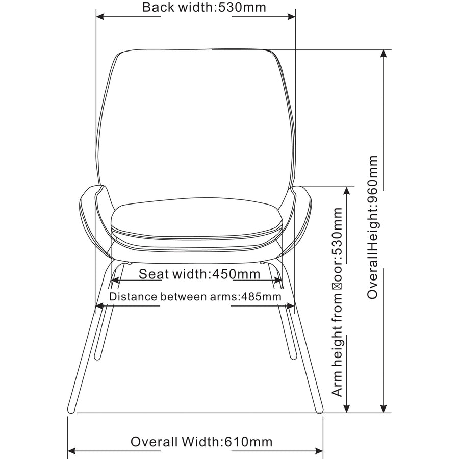 Image of Lorell Guest Chair, U-shaped Seat, Leather, 22"x20-3/4"x31-1/2",BK
