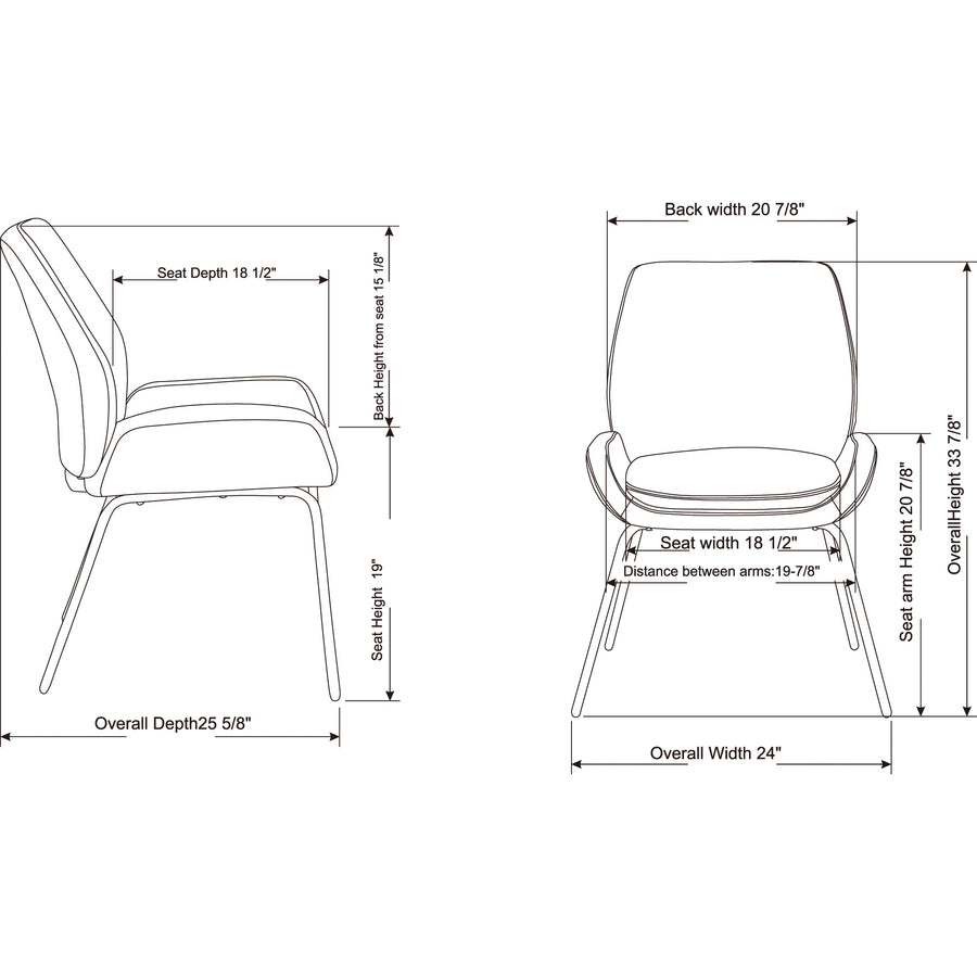 Image of Lorell Guest Chair, U-shaped Seat, Leather, 22"x20-3/4"x31-1/2",BK