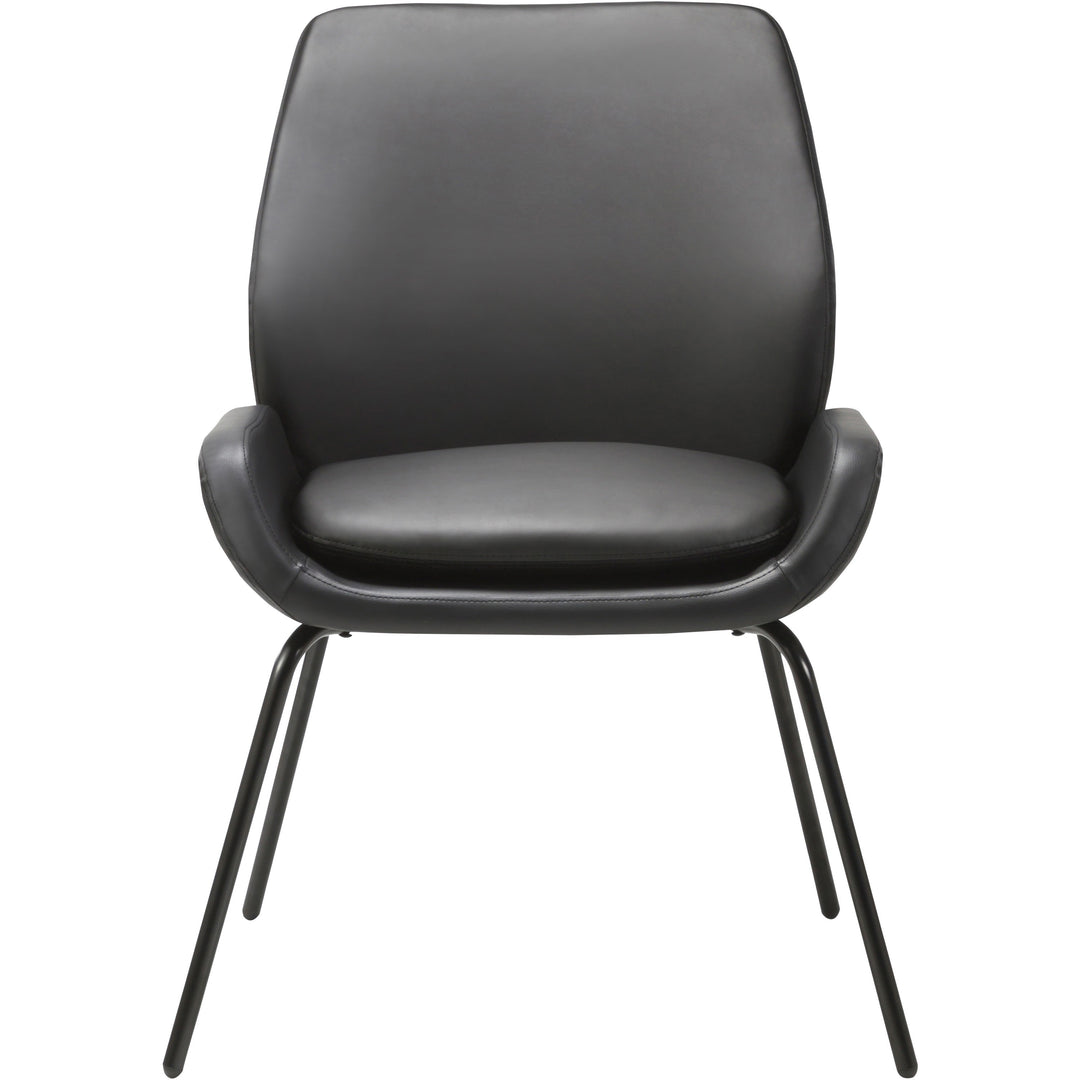 Image of Lorell Guest Chair, U-shaped Seat, Leather, 22"x20-3/4"x31-1/2",BK
