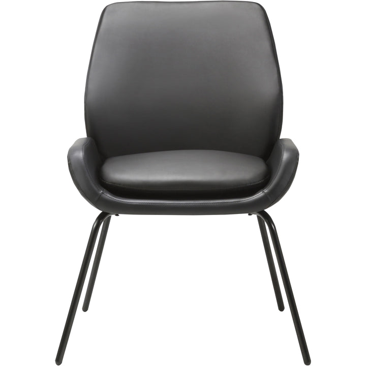 Image of Lorell Guest Chair, U-shaped Seat, Leather, 22"x20-3/4"x31-1/2",BK
