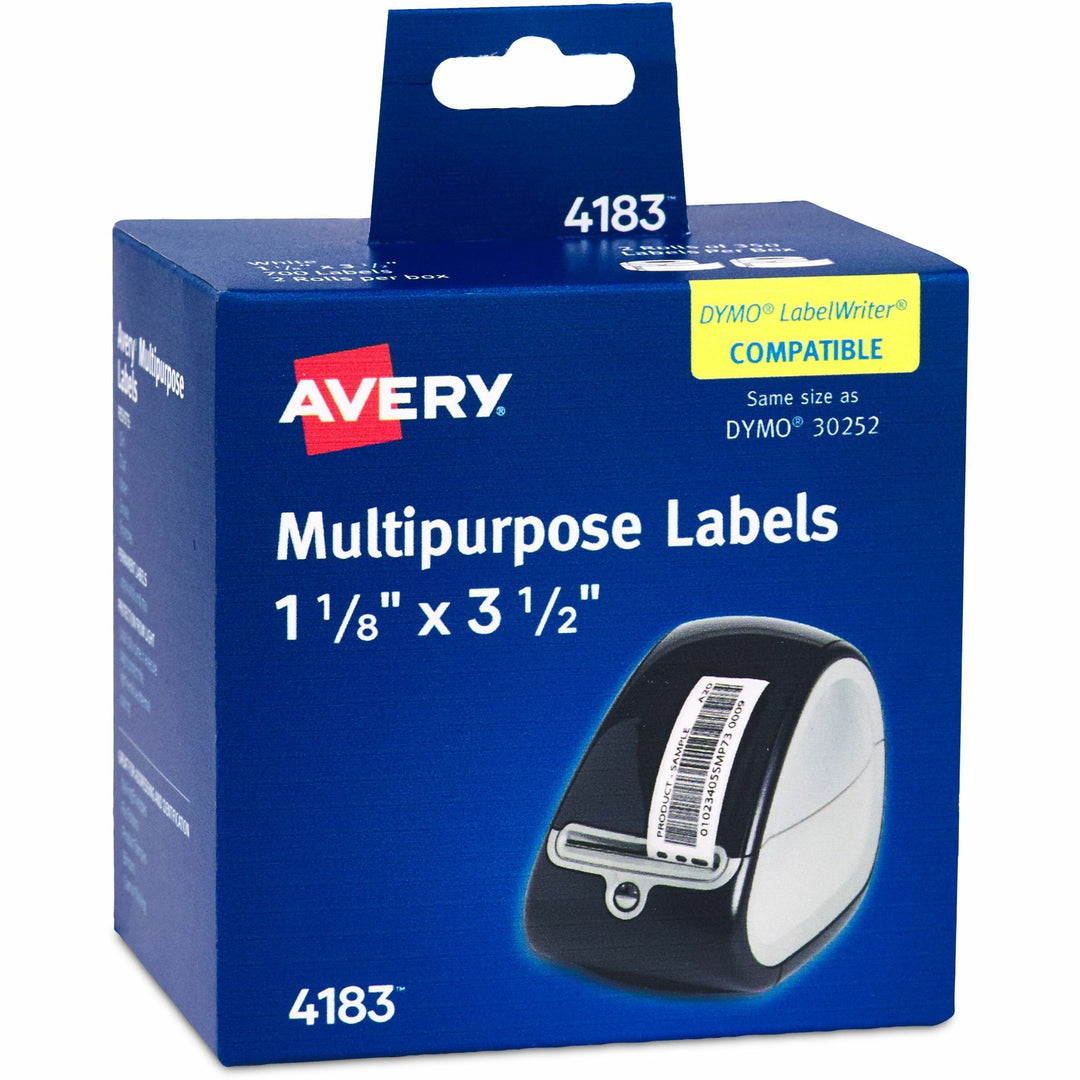 Image of Avery® Multipurpose Thermal Labels, 3.5 x 1.3, White, 350/Roll, 2 Rolls/Box
