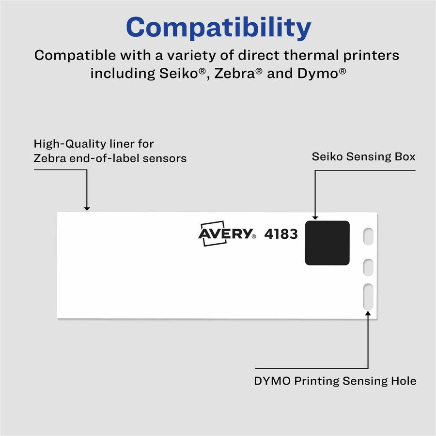 Image of Avery® Multipurpose Thermal Labels, 3.5 x 1.3, White, 350/Roll, 2 Rolls/Box