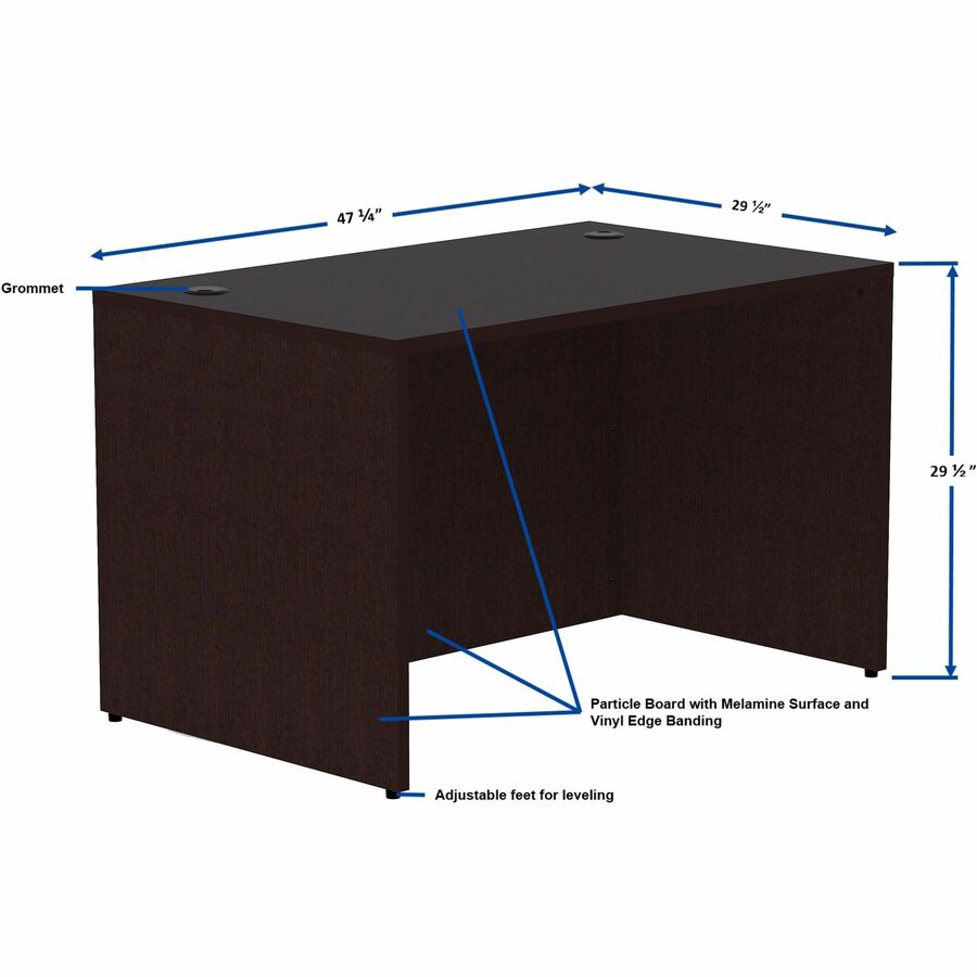 Image of Lorell Desk Shell, Rectangular, 48"x30"x29-1/2", Espresso