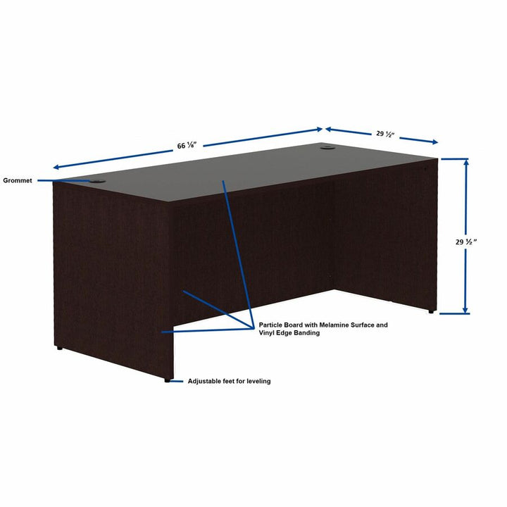 Image of Lorell Desk Shell, Rectangular, 66"x30"x29-1/2", Espresso