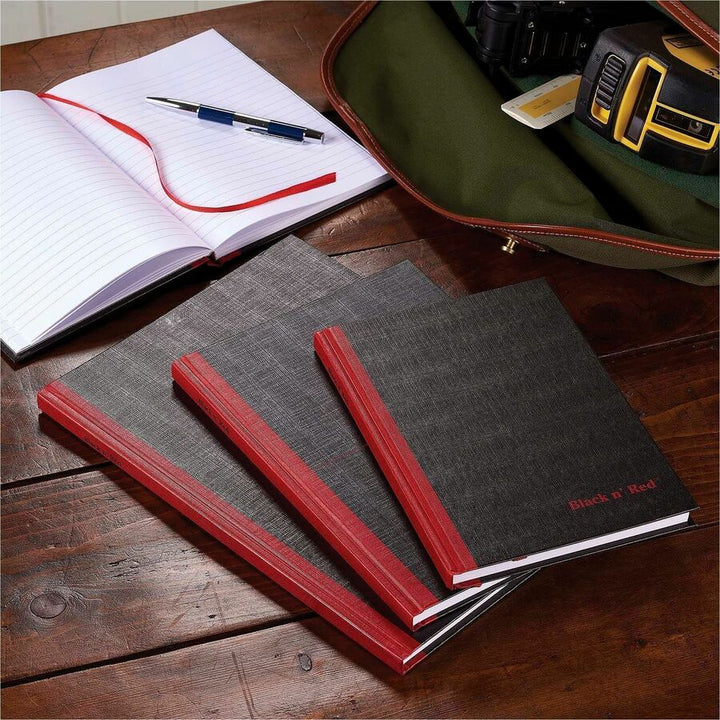 Image of Black N' Red/John Dickinson Notebook, Casebound, 8-1/2"Wx1-7/10"Lx12"H, 3/PK, Black/Red