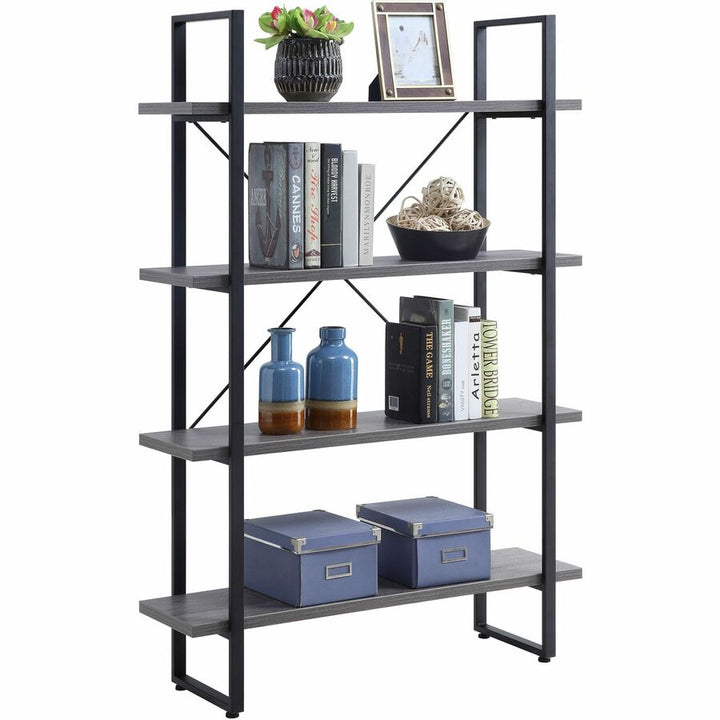 Image of Lorell Bookshelf,4 Shelves,Melamine/Steel,39.4"x11.8"x57.5",CCL