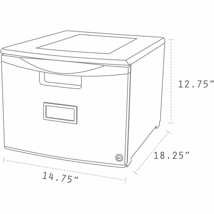 Image of Storex Filing Drawer, Stackable, 14-3/4"Wx18-1/4"Lx12-3/4"H, Black