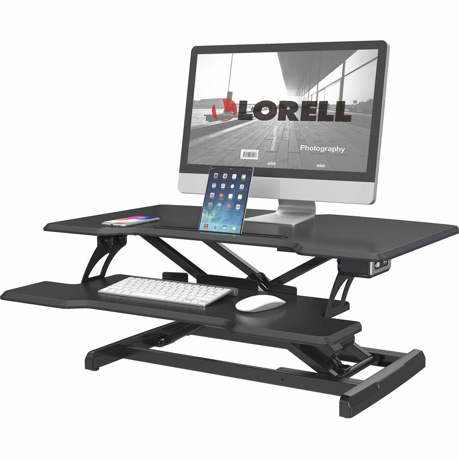 Image of Lorell Desk Riser, USB, Electric, 33-1/2"x20"x19-1/4", BK