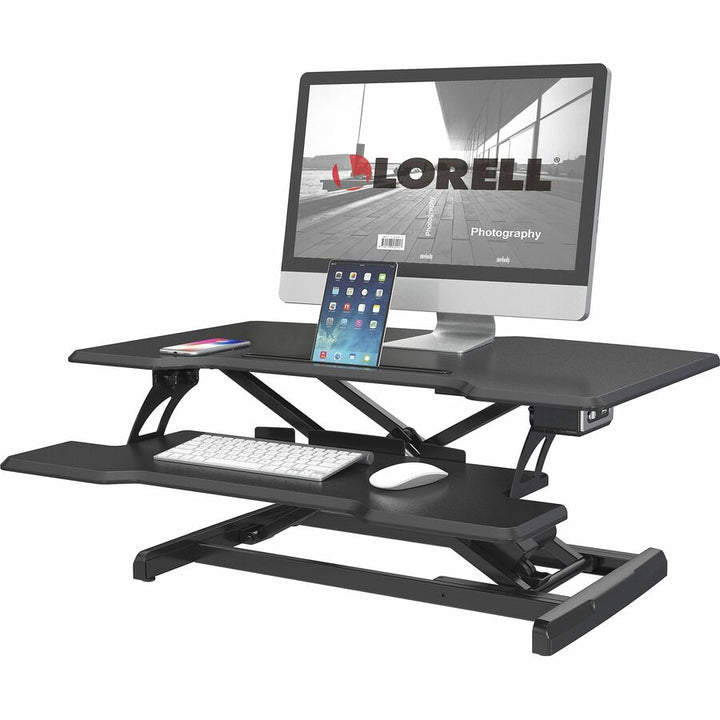 Image of Lorell Desk Riser, USB, Electric, 33-1/2"x20"x19-1/4", BK