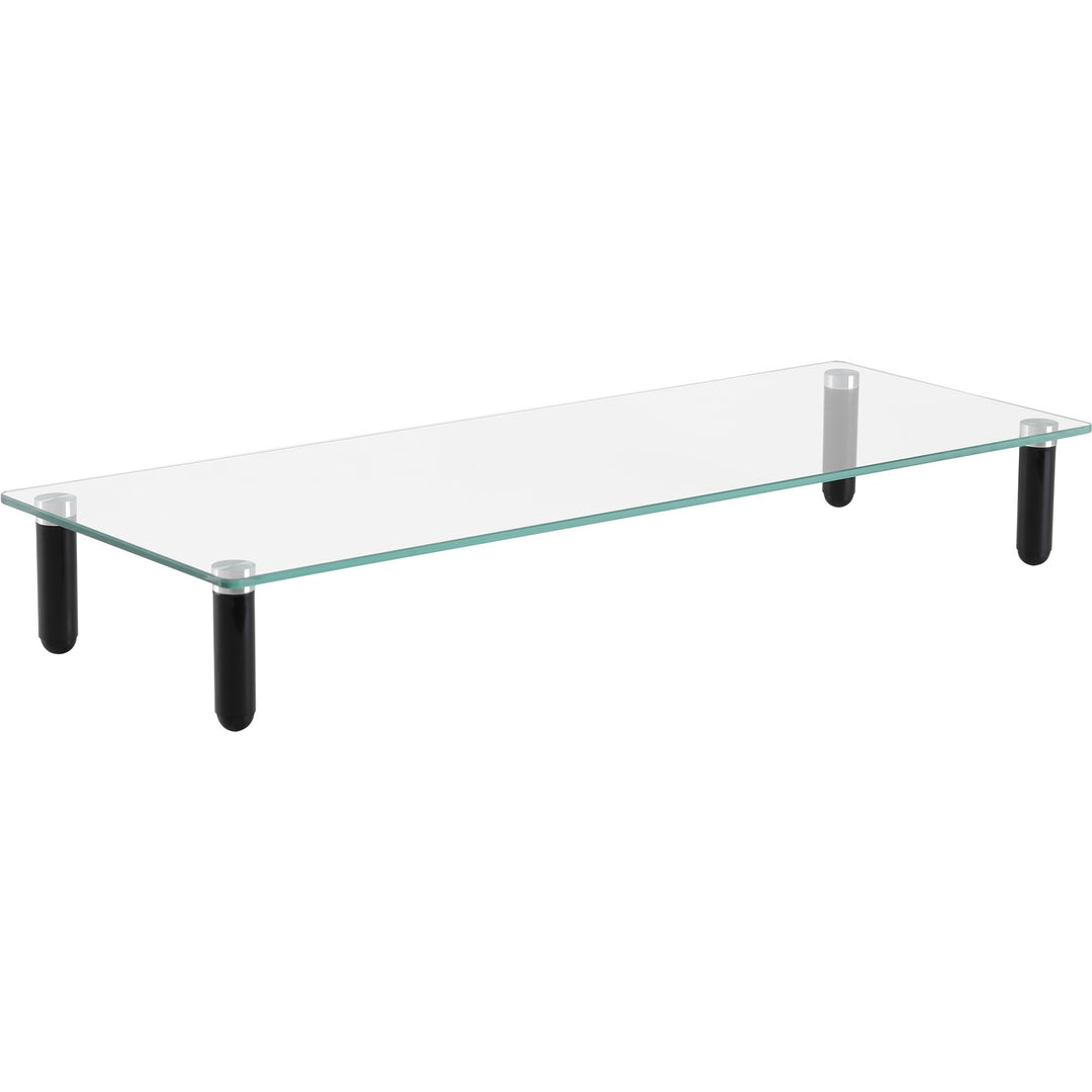 Image of Lorell Monitor Stand, Glass, 4-Leg, 22"x8-1/4"x3", Clear/Black