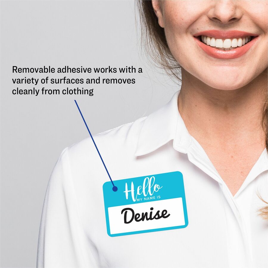 Image of Avery® Flexible Adhesive Name Badge Labels, "hello", 3 3/8 X 2 1/3, Assorted, 120/pk