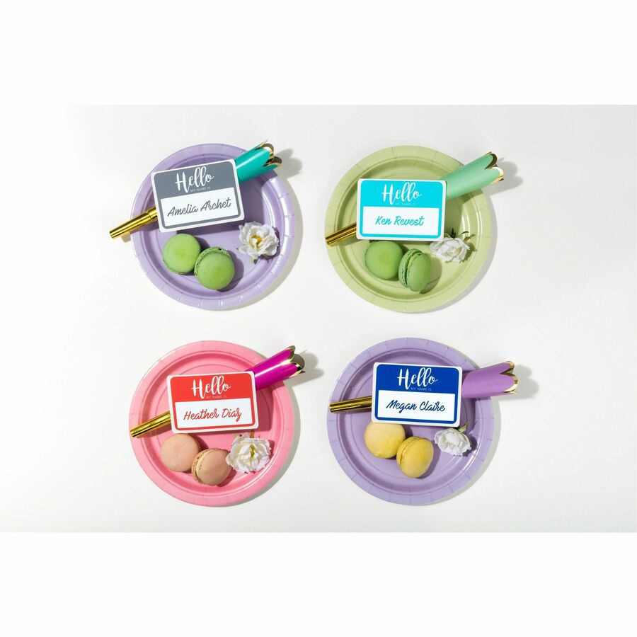 Image of Avery® Flexible Adhesive Name Badge Labels, "hello", 3 3/8 X 2 1/3, Assorted, 120/pk